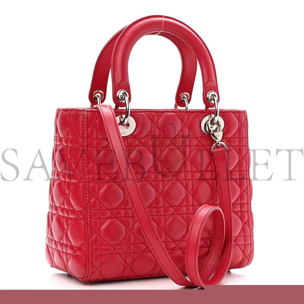 D*or lambskin cannage medium lady D*or red (23*20*12.1cm)