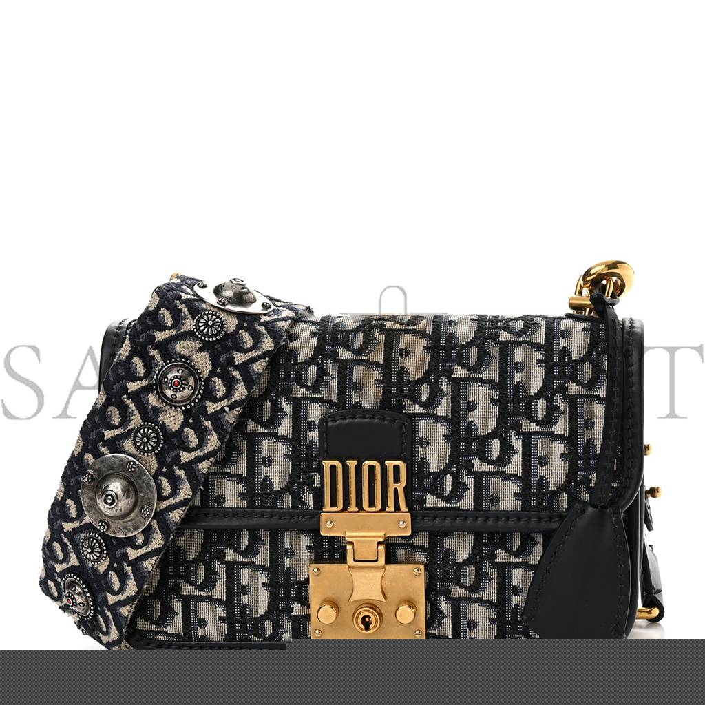 D*or oblique small D*oraddict flap bag navy blue (21*14*5.1cm)