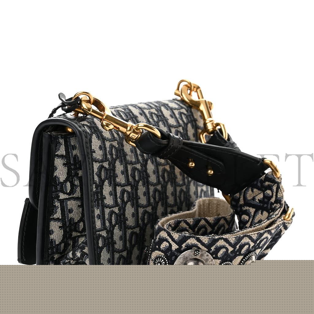 D*or oblique small D*oraddict flap bag navy blue (21*14*5.1cm)