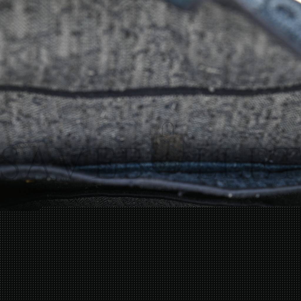 D*or oblique embroidered saddle bag denim blue (25*22*5.7cm)