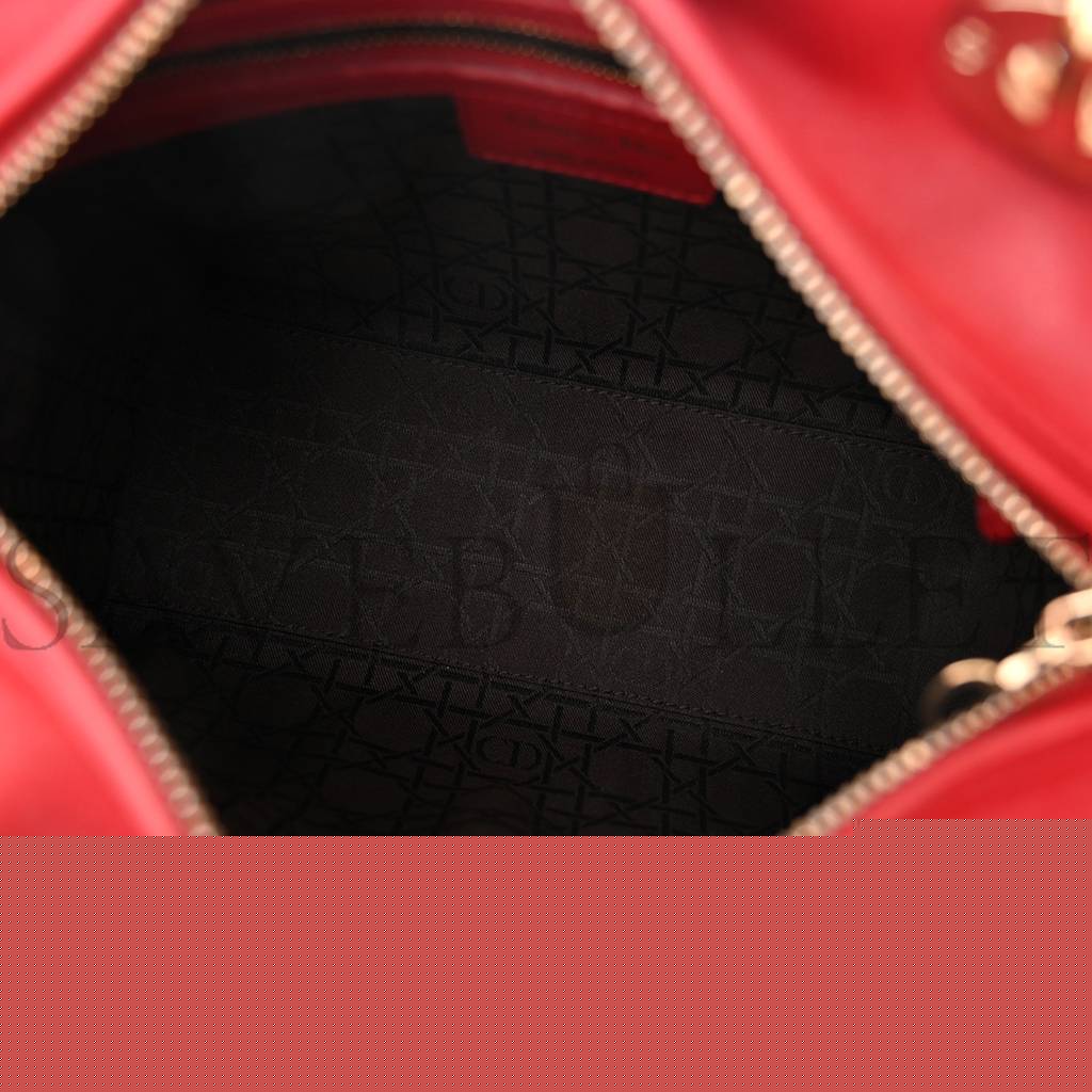 D*or lambskin cannage medium lady D*or red (23*20*12.1cm)