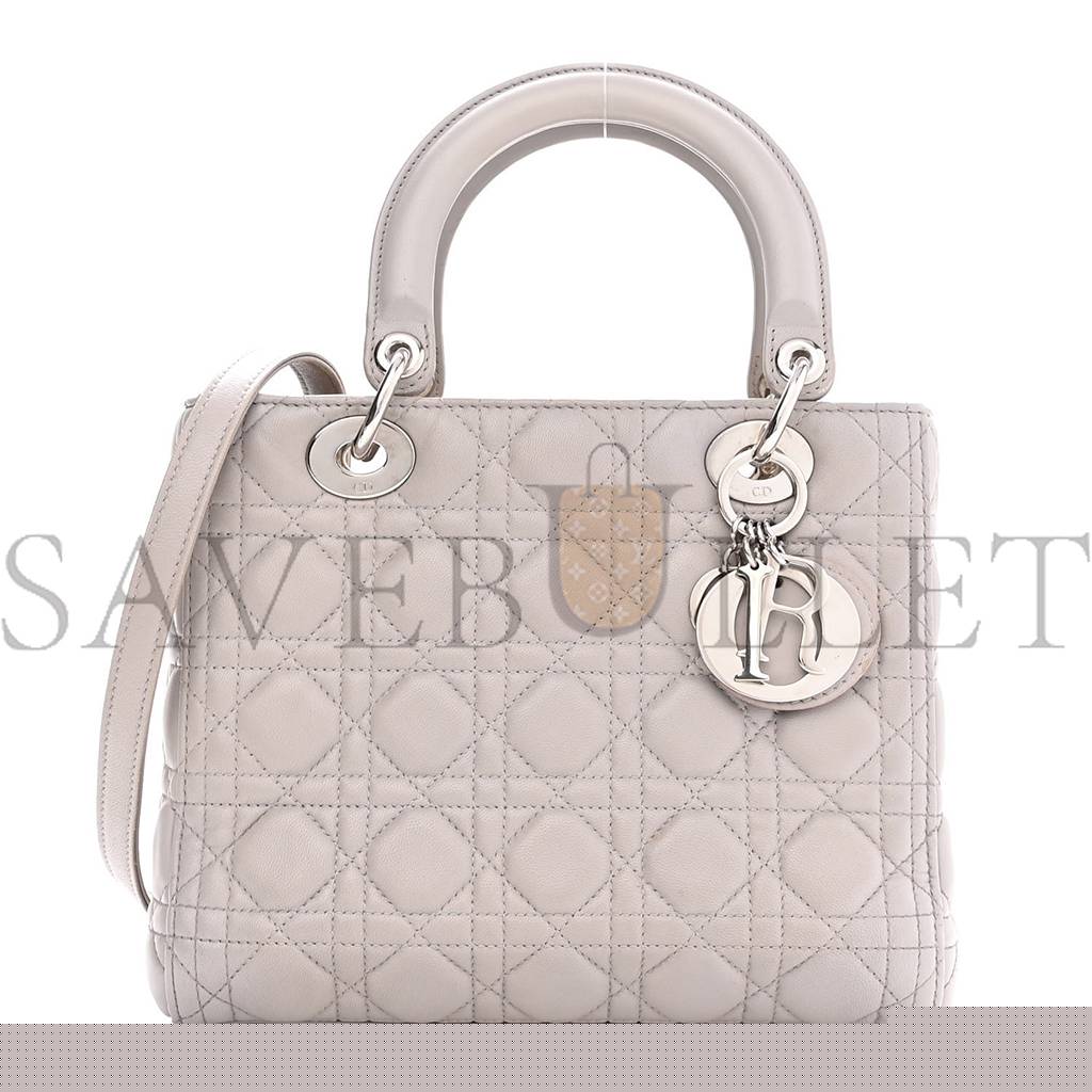 D*or lambskin cannage medium lady D*or grey (23*20*11.4cm)