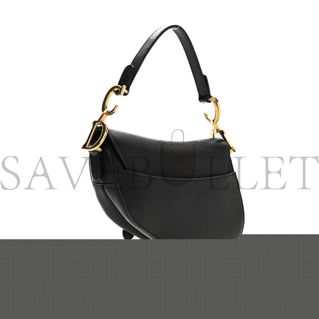 D*or grained calfskin mini saddle bag black (18*16*5.1cm)