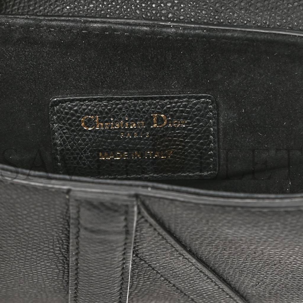 D*or grained calfskin mini saddle bag black (18*16*5.1cm)