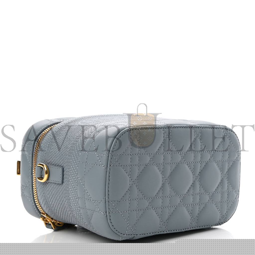 D*or lambskin cannage small D*ortravel vanity case cloud blue (18*13*10.8cm)