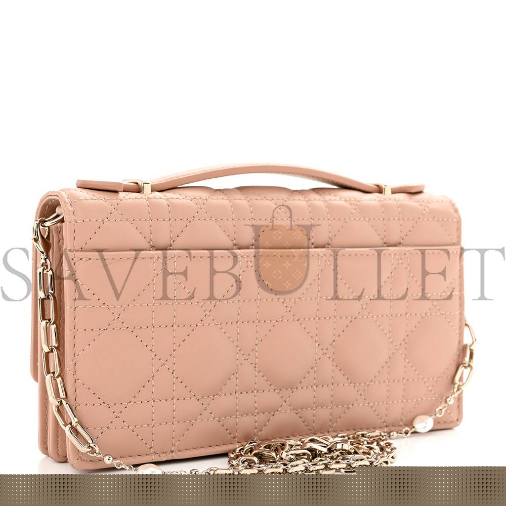 D*or lambskin lady D*or top handle clutch caramel beige (20*11*3.8cm)