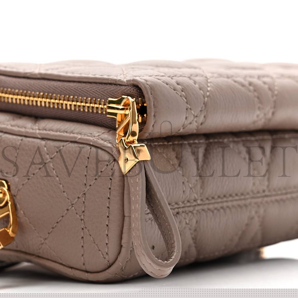 D*or supple calfskin caro double pouch warm taupe (19*11*7cm)