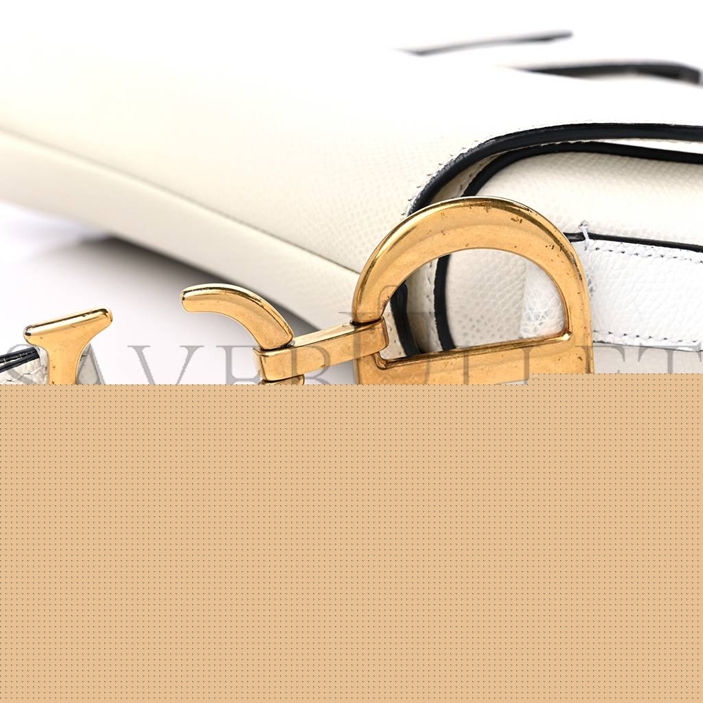 D*or grained calfskin saddle bag white (25*22*5.1cm)