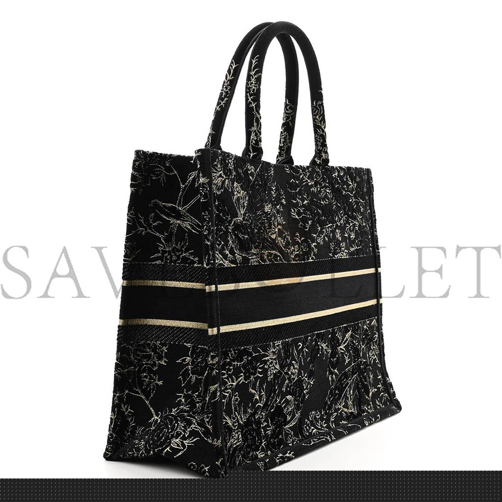 D*or velvet embroidered large book tote black gold (42*34*16.5cm)