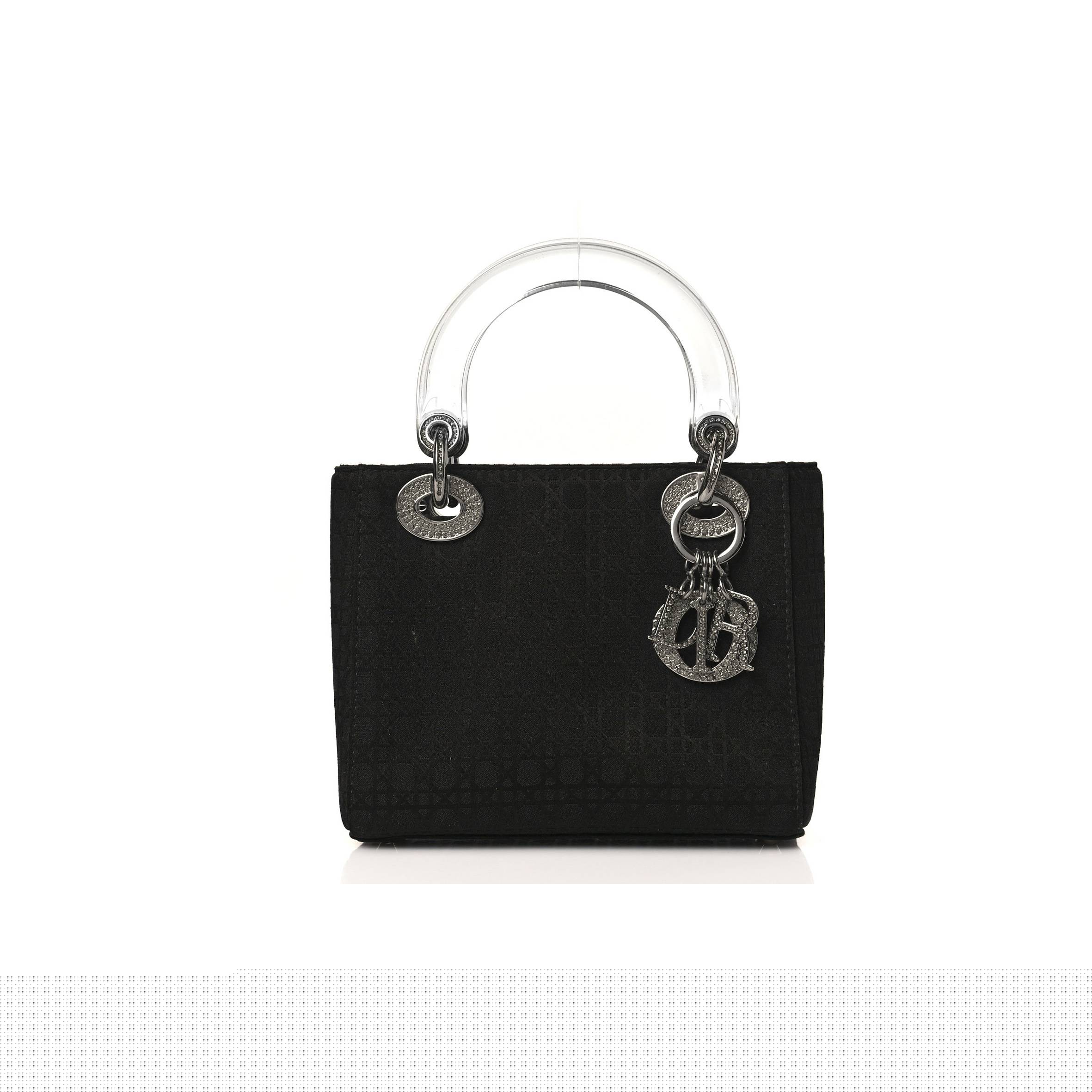 D*or canvas swarovski crystal cannage mini lady D*or black (17*14*7cm)
