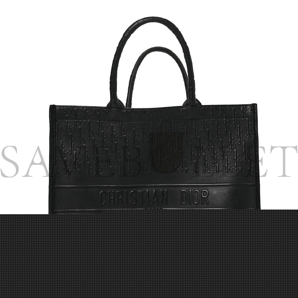 D*or oblique calfskin embossed large book tote black (42*34*18.4cm)
