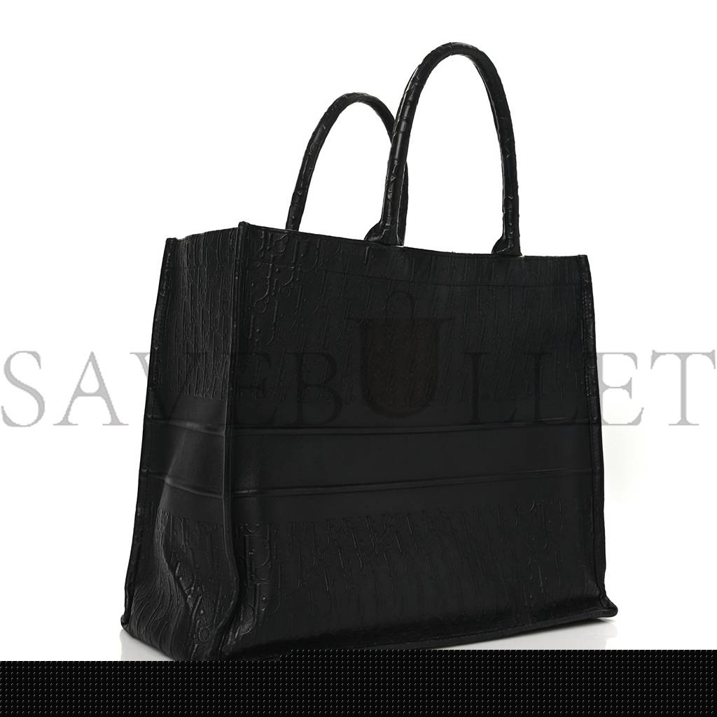 D*or oblique calfskin embossed large book tote black (42*34*18.4cm)