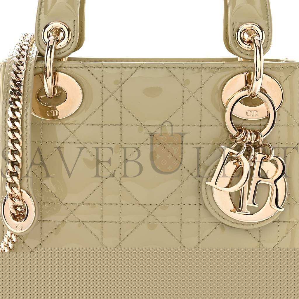 D*or patent cannage mini lady D*or sage green (17*15*7cm)