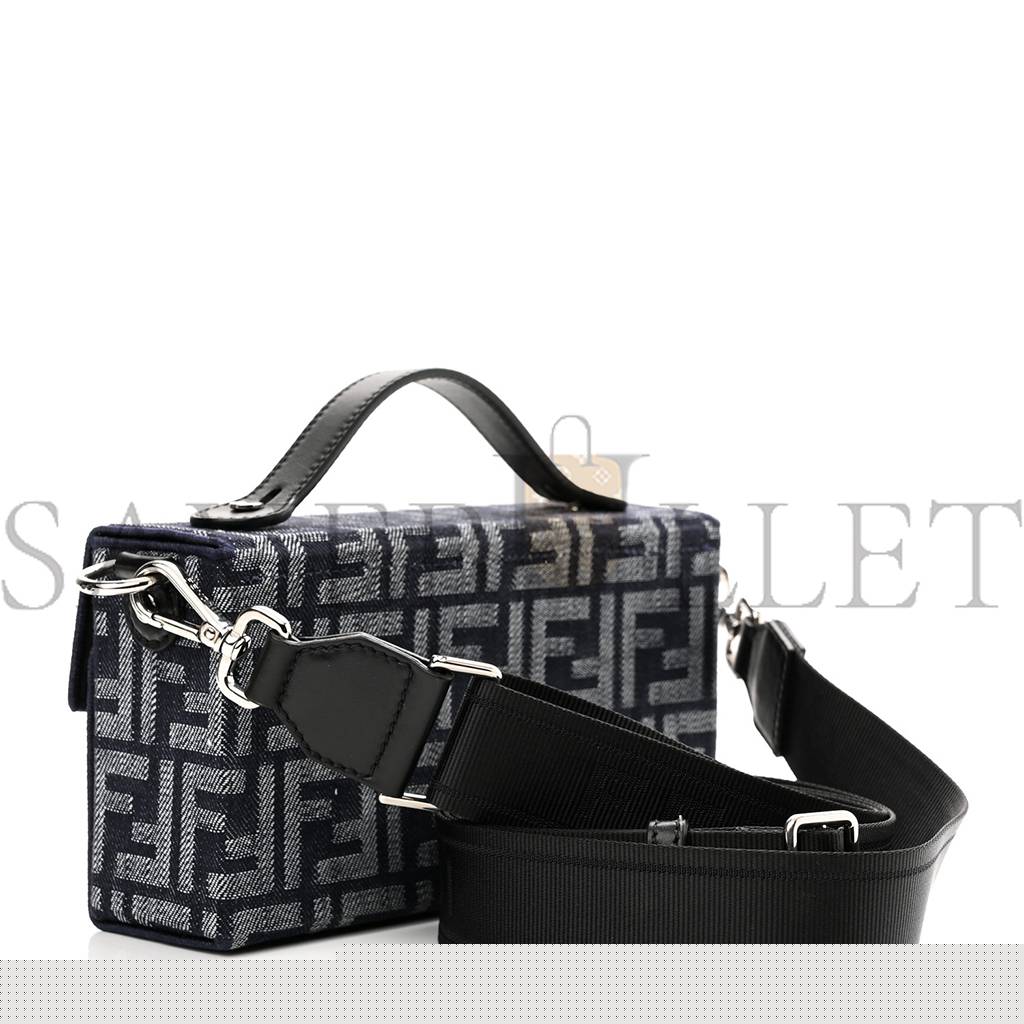 F**di fabric jacquard reactive jean denim vitello cover ff baguette soft trunk blue black (21*12*6cm)