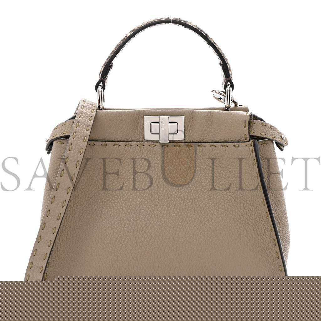 F**di cuoio romano python selleria mini peekaboo iconic satchel corda white (23*18*11cm)