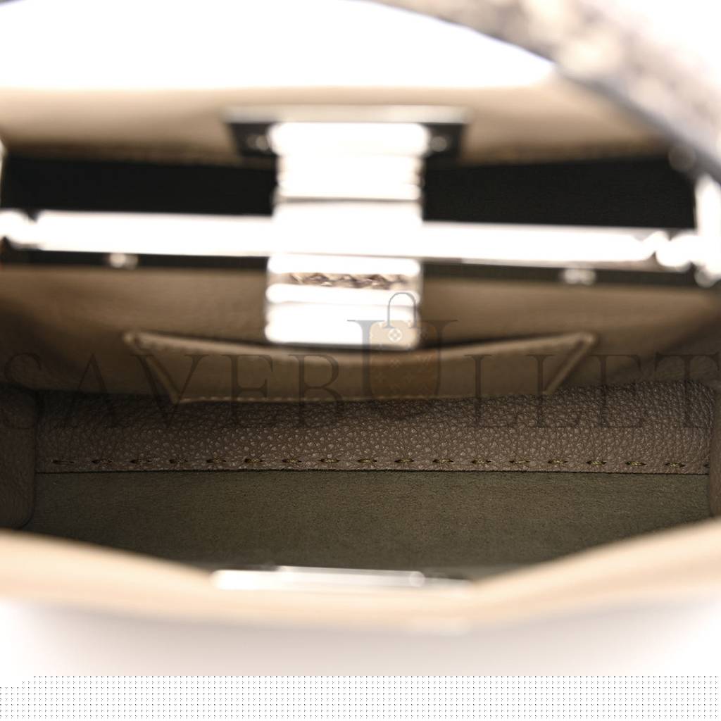 F**di cuoio romano python selleria mini peekaboo iconic satchel corda white (23*18*11cm)