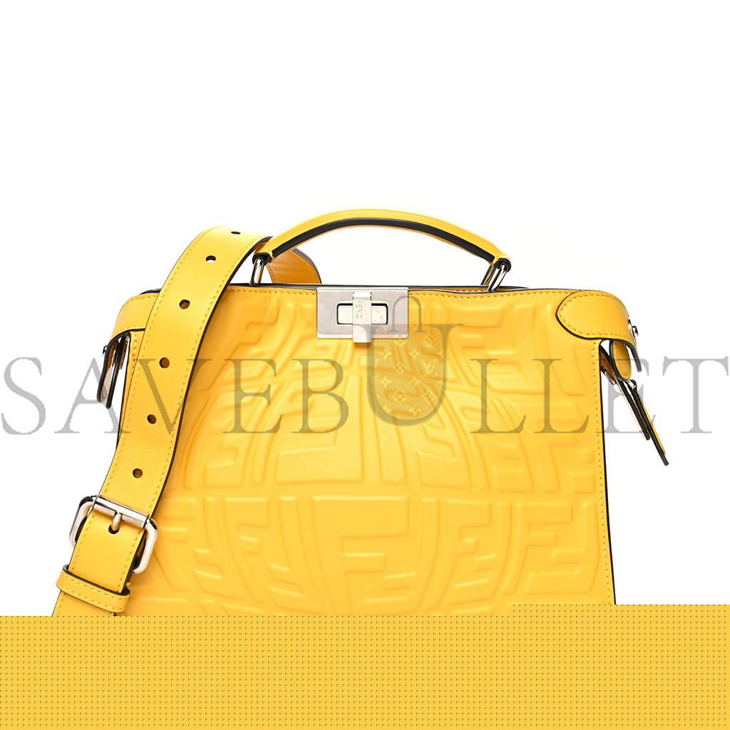 F**di x sarah coleman nappa ff fish eye embossed mini peekaboo i see u satchel mimosa (25*20*10cm)