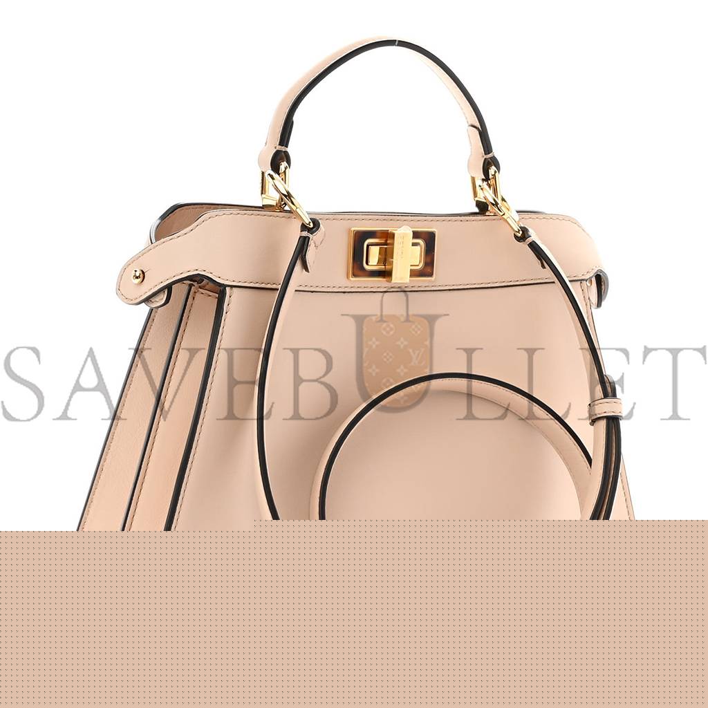 F**di vitello seta shiny nappa plexiglass small peekaboo i see u satchel poudre (27*20*10cm)