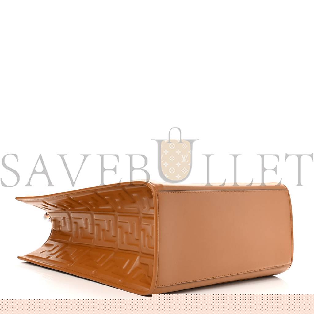 F**di vitello plexiglass ff embossed medium F**di sunshine shopper tote caramello (35*31*17cm)