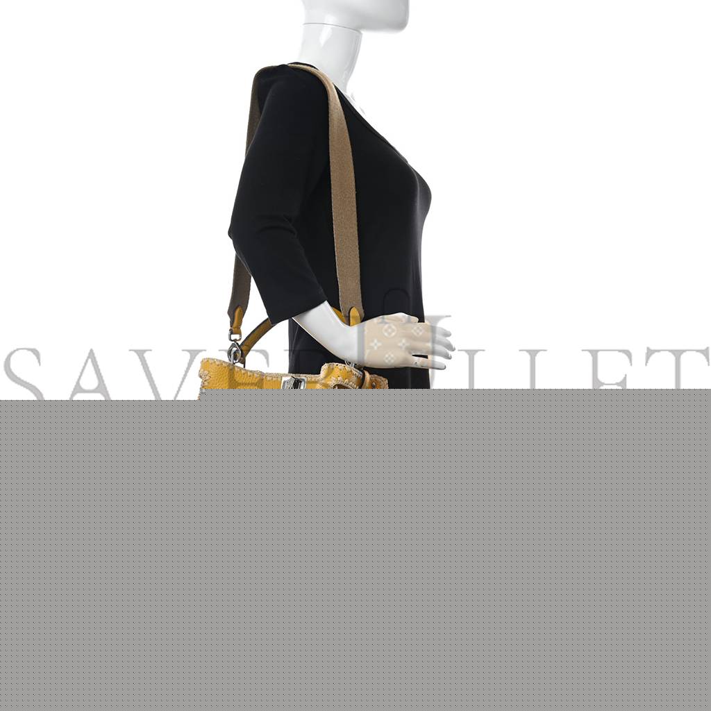 F**di cuoio romano selleria raffia bi-color woven medium peekaboo x-lite sunflower paglia (30*25*15cm)