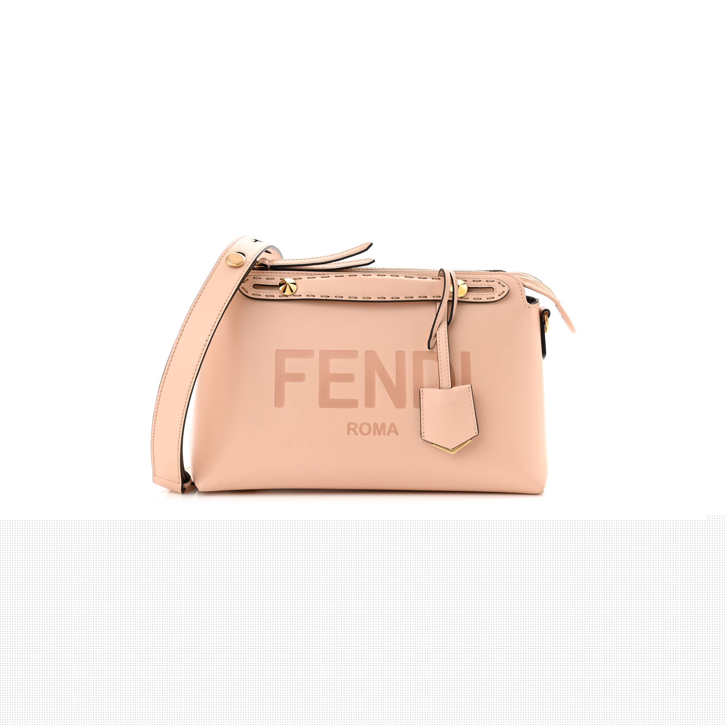 F**di vitello king logo embossed medium by the way boston bag light rose (27*18*12cm)