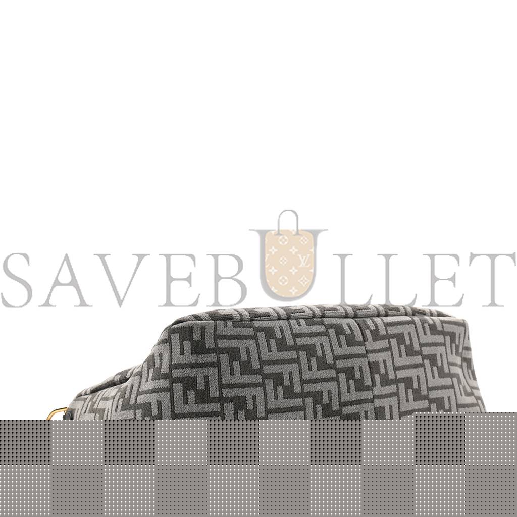 F**di chenille vitello seta plexiglass ff F**di o&#x27;lock zipper anthracite asfalto (35*23*14cm)