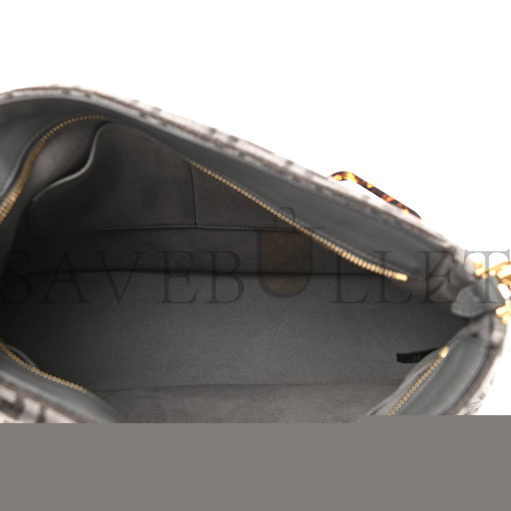 F**di chenille vitello seta plexiglass ff F**di o&#x27;lock zipper anthracite asfalto (35*23*14cm)