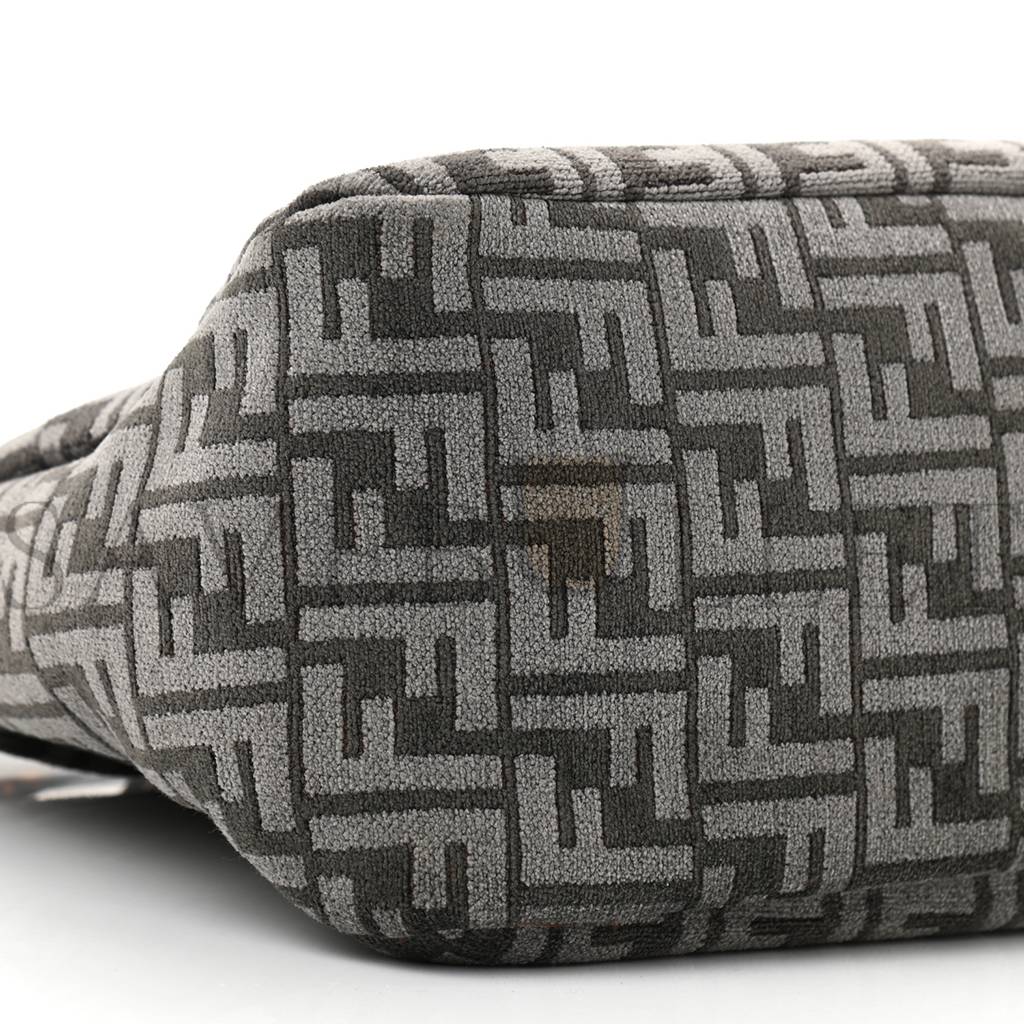 F**di chenille vitello seta plexiglass ff F**di o&#x27;lock zipper anthracite asfalto (35*23*14cm)