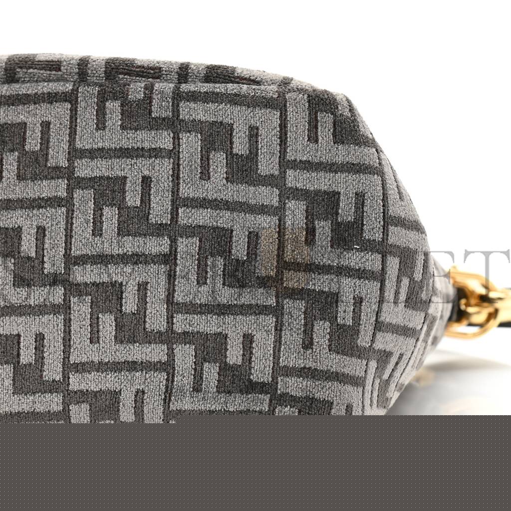 F**di chenille vitello seta plexiglass ff F**di o&#x27;lock zipper anthracite asfalto (35*23*14cm)
