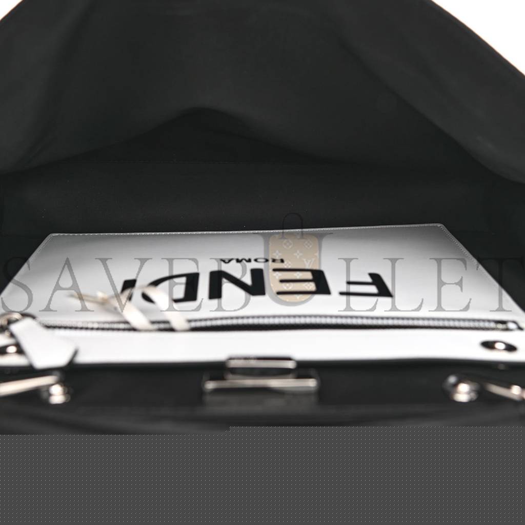 F**di nylon vitello cover logo embossed medium peekaboo i see u satchel black white (38*29*11cm)