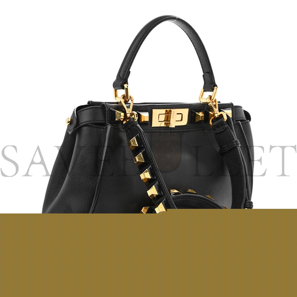 F**di calfskin studded medium peekaboo iconic satchel black (34*24*12cm)