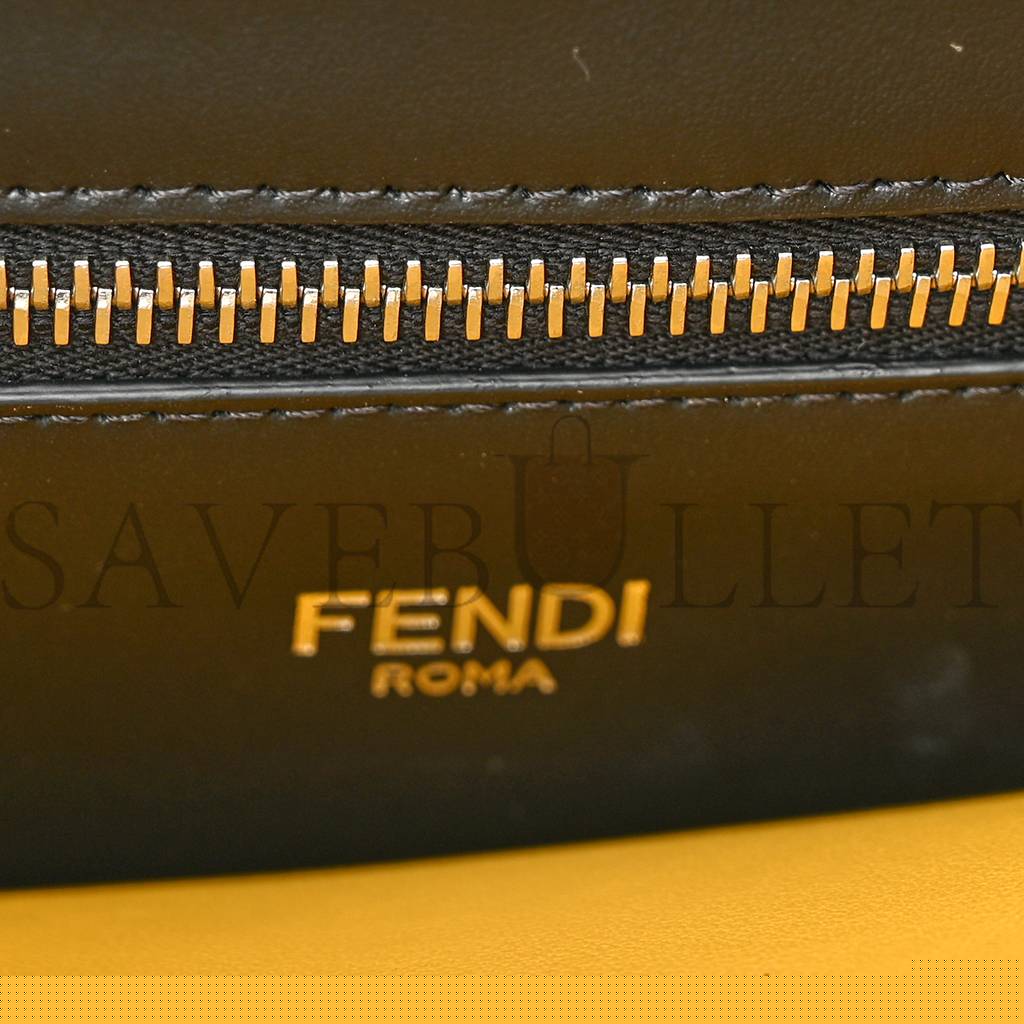 F**di cuoio romano vitello grace light glazed fabric bi-color ff 1974 mini peekaboo i see u satchel black (25*20*9cm)