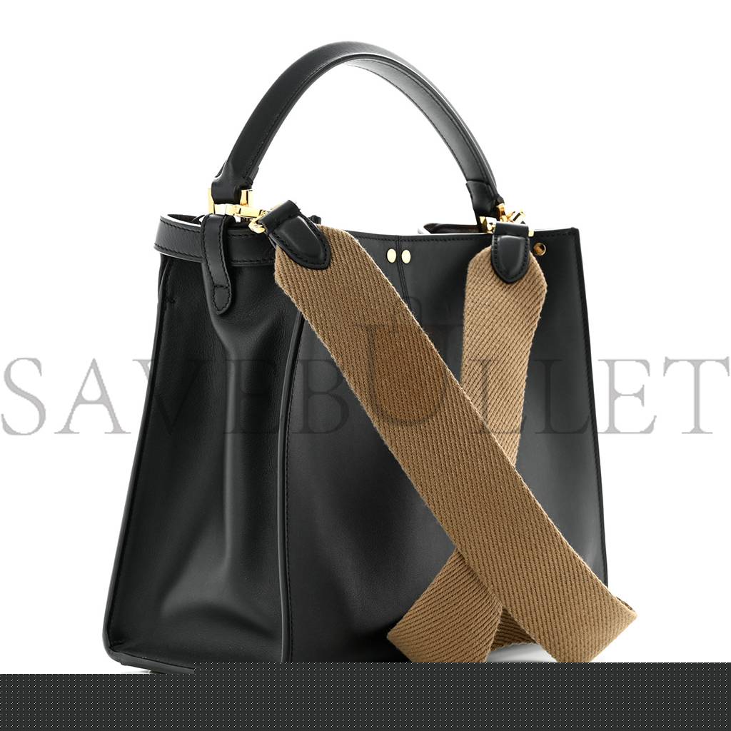 F**di vitello seta glazed fabric ff 1974 medium peekaboo x-lite black (29*25*14cm)