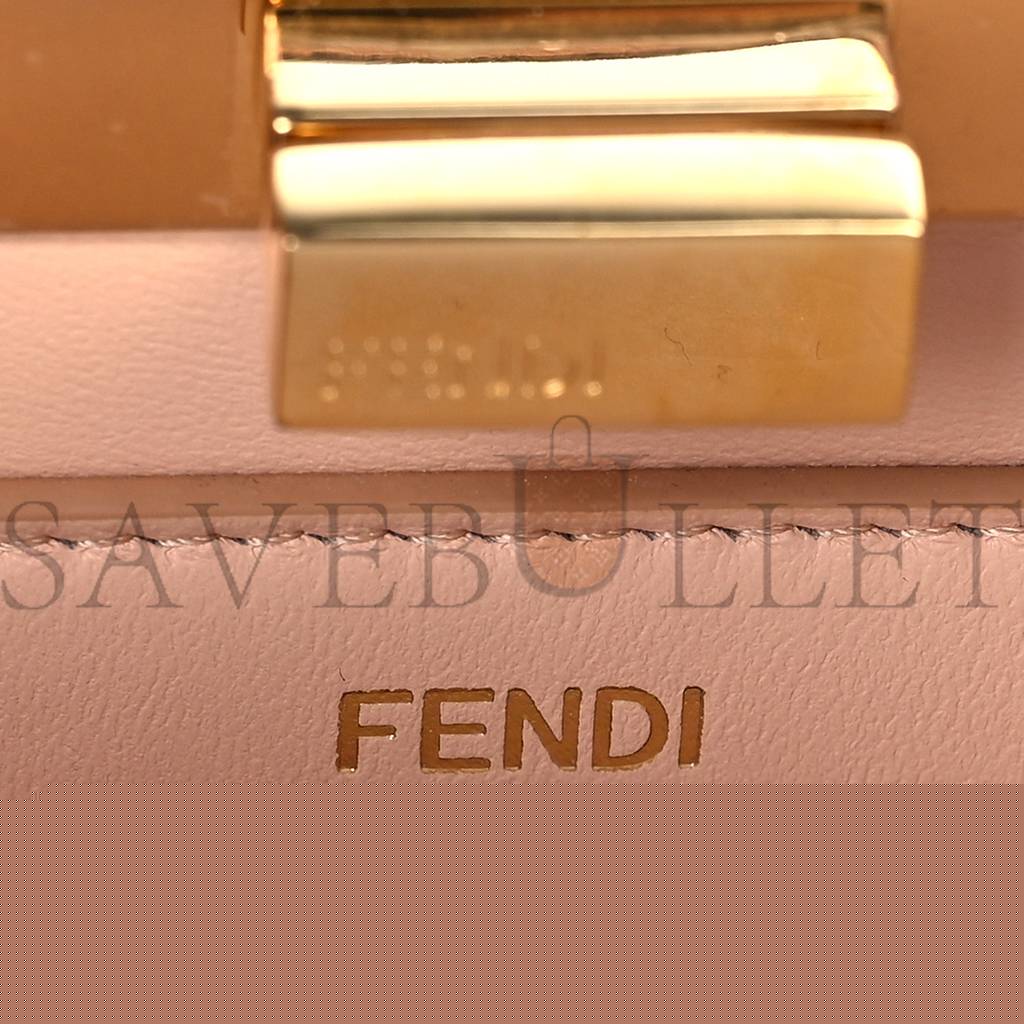 F**di vitello king luxor shiny nappa medium peekaboo i see u east west satchel fuoco light rose (29*18*10cm)