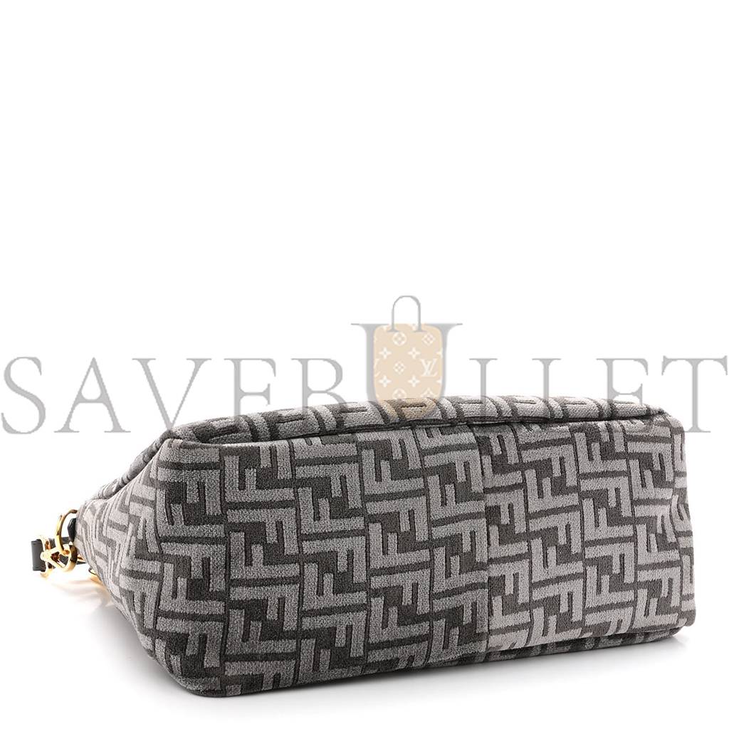 F**di chenille vitello seta plexiglass ff F**di o&#x27;lock zipper anthracite asfalto (34*23*13cm)
