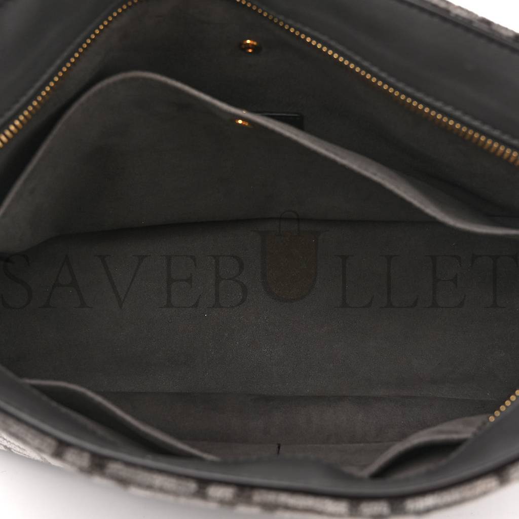 F**di chenille vitello seta plexiglass ff F**di o&#x27;lock zipper anthracite asfalto (34*23*13cm)