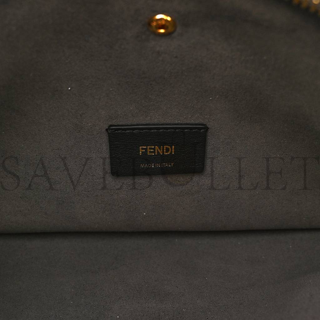 F**di chenille vitello seta plexiglass ff F**di o&#x27;lock zipper anthracite asfalto (34*23*13cm)