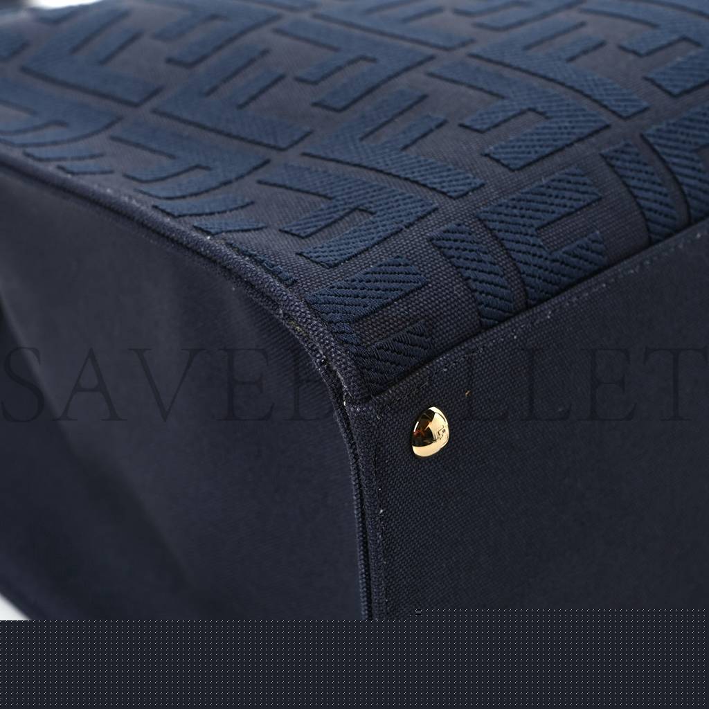 F**di canvas vitello king ff embroidered medium peekaboo x-tote blue (41*29*15cm)