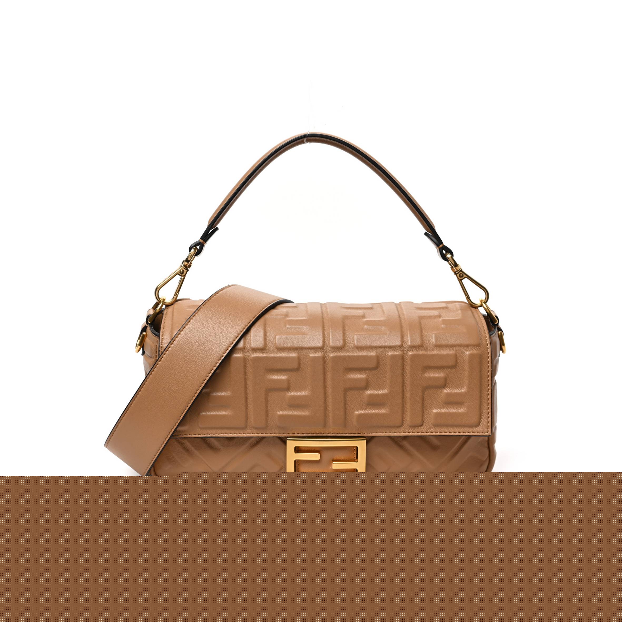 F**di nappa ff 1974 embossed baguette miele scuro (27*16*5cm)