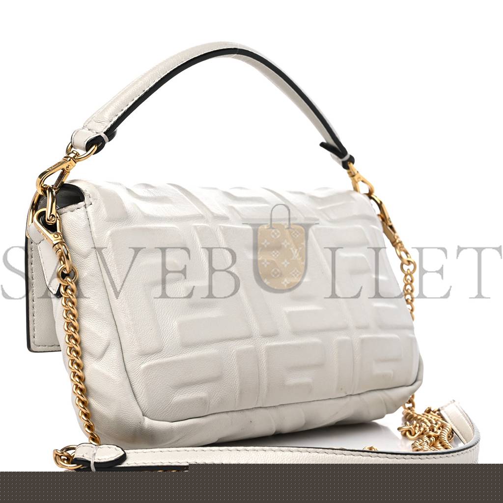 F**di nappa ff 1974 embossed mini baguette white (18*11*4cm)