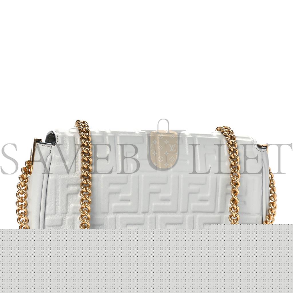 F**di nappa small ff embossed midi chain baguette ghiaia (23*13*6cm)