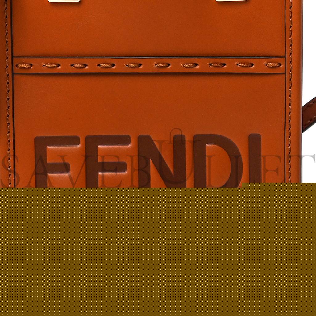 F**di vitello king plexiglass mini F**di sunshine shopper tote cuoio (18*13*6cm)