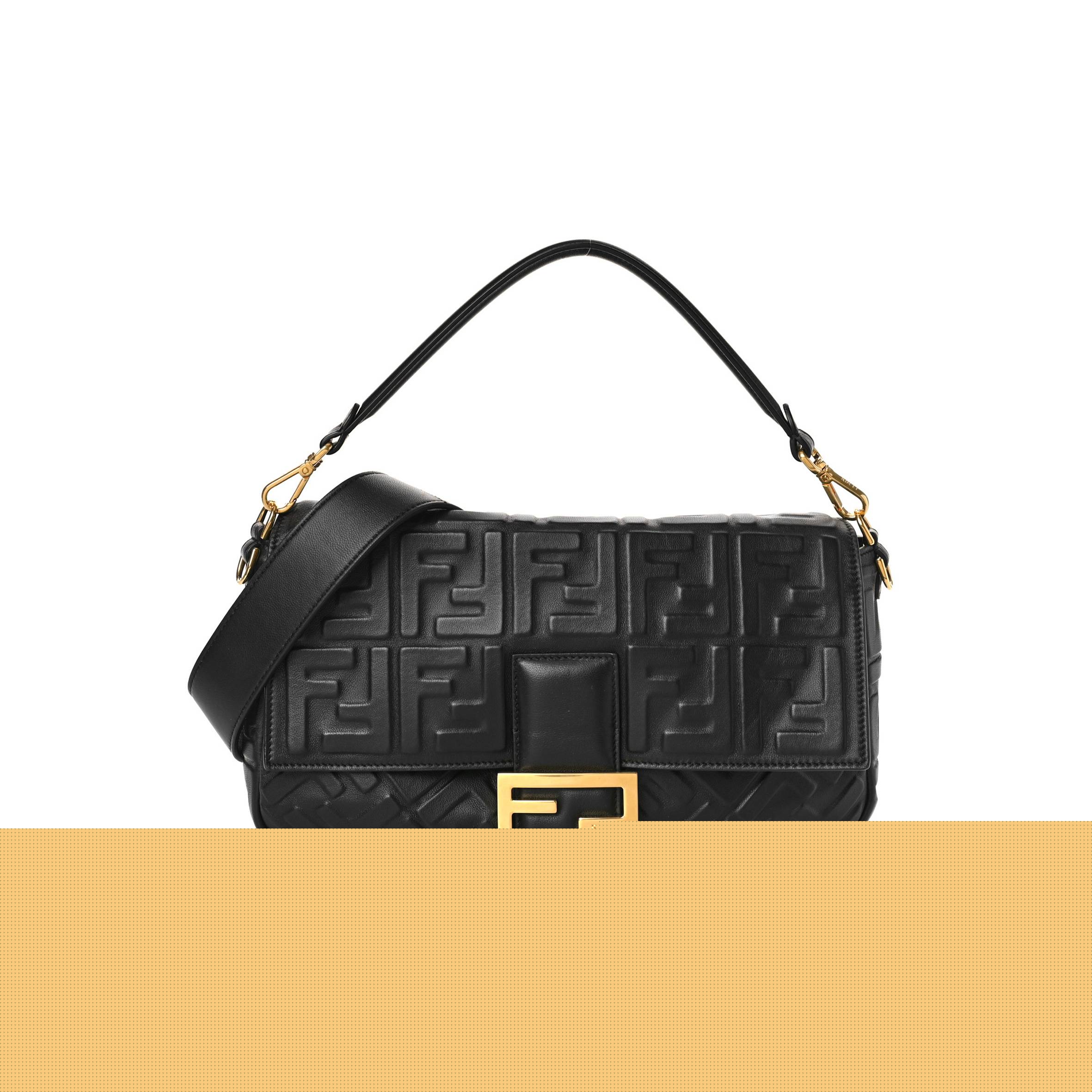 F**di nappa ff 1974 embossed large baguette black (31*20*5cm)