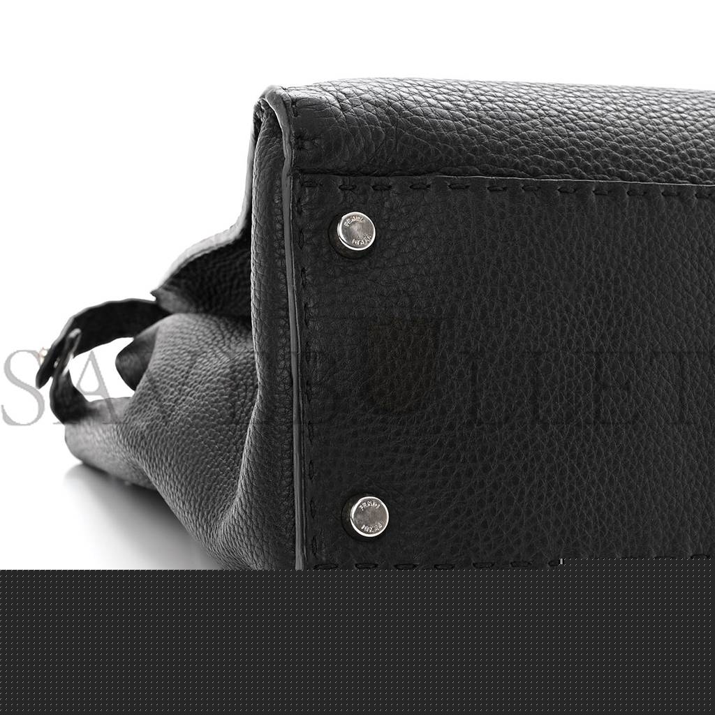 F**di cuoio romano selleria bi-color large peekaboo iconic satchel black mou (39*30*18cm)