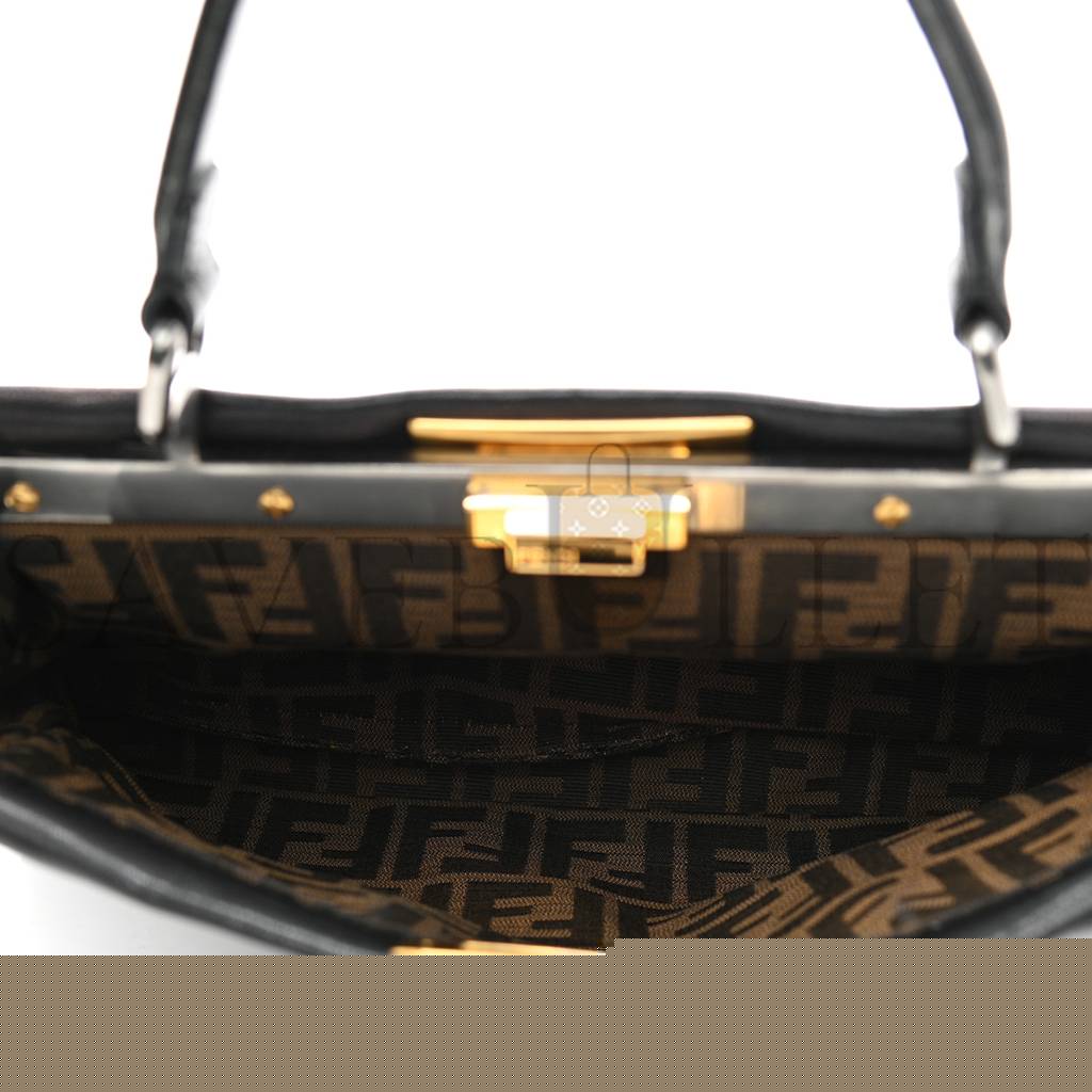 F**di goatskin zucca medium peekaboo iconic satchel black tobacco (34*22*11cm)