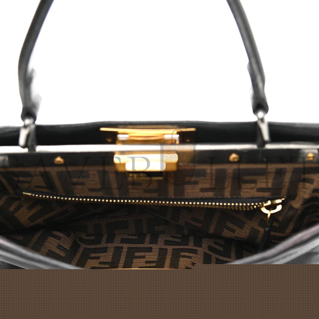 F**di goatskin zucca medium peekaboo iconic satchel black tobacco (34*22*11cm)