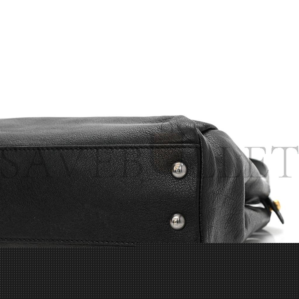 F**di goatskin zucca medium peekaboo iconic satchel black tobacco (34*22*11cm)