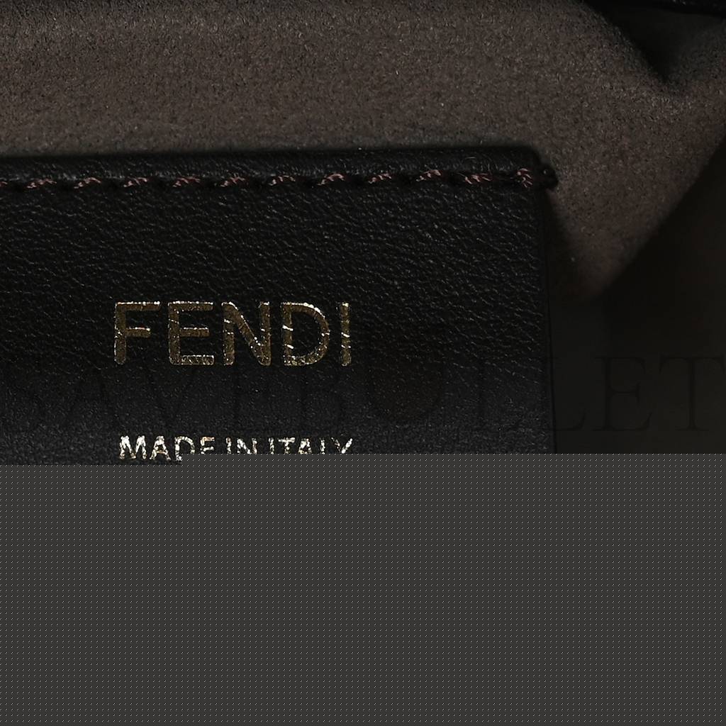 F**di vitello liberty f is F**di bi-color ff 1974 embossed mini mon tresor bucket bag maya black (18*11*10cm)