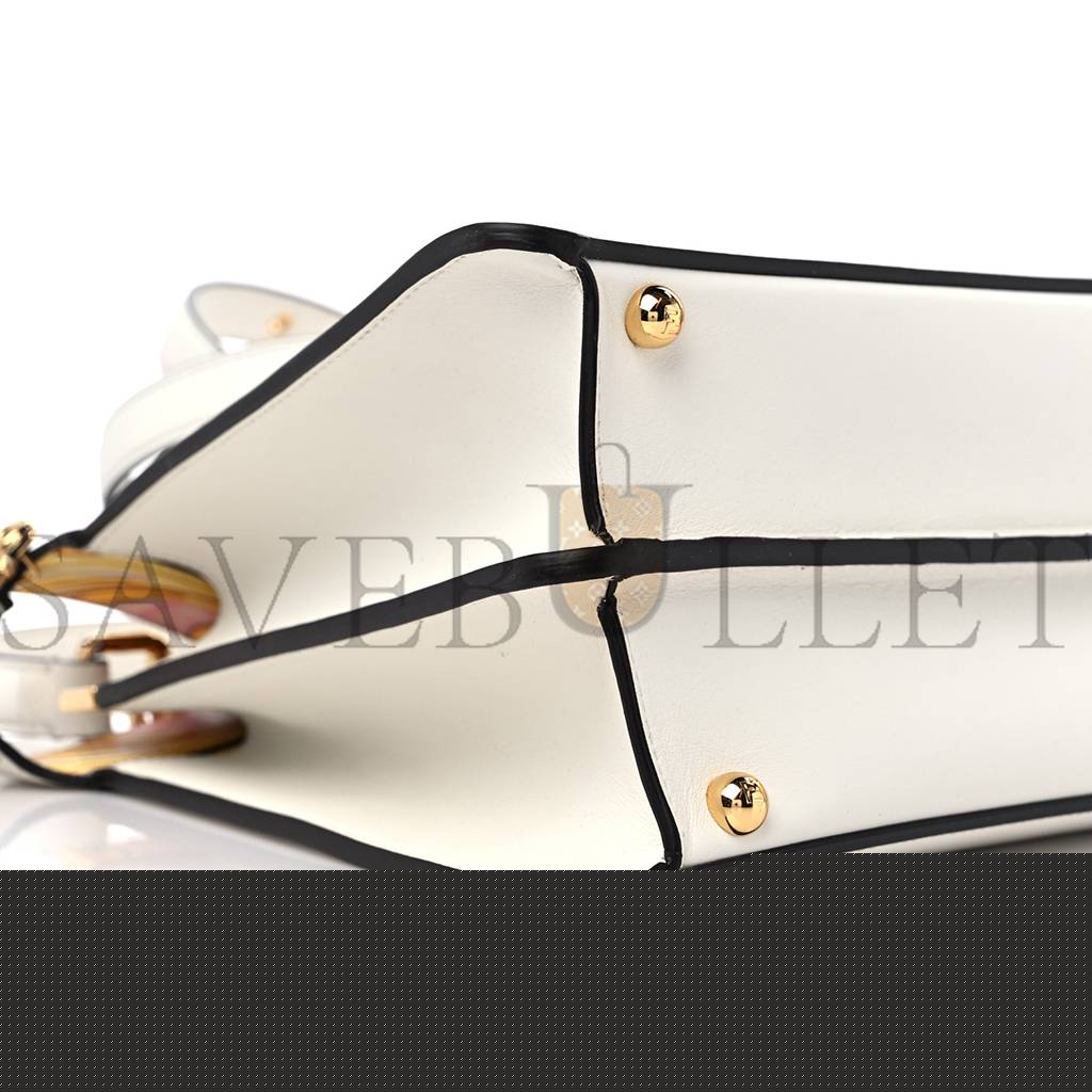 F**di x versace vitello seta nappa fendace ff baroque medium peekaboo i see u satchel white ice (27*20*10cm)