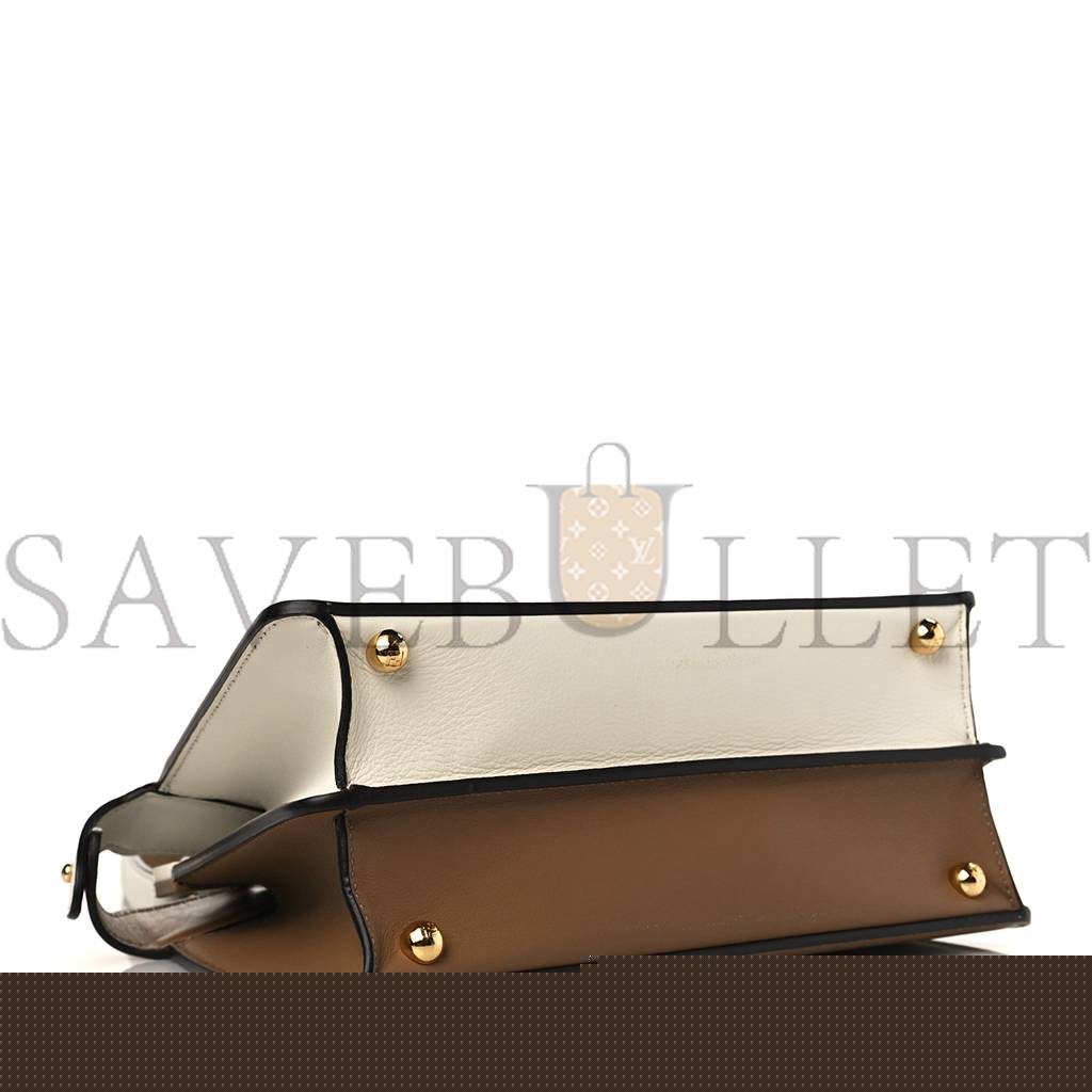 F**di vitello seta nappa plexiglass bi-color peekaboo i see u satchel white ice sand (20*15*9cm)